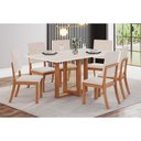 Ver imagem 1 de Conjunto: Mesa Sala Jantar Natalí C/ Tampo Madeirado Reto S/ Vidro 160x90cm e 6 Cadeiras Milla