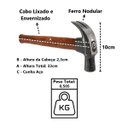 Ver imagem 3 de Martelo Unha Premium Cabo Madeira Envernizado Cunha Aço 23mm Minasul