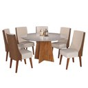 Ver imagem 2 de Conjunto para Sala de Jantar 6 Cadeiras Invicta Bege/Mel/Off White/Bronze