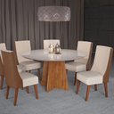 Ver imagem 1 de Conjunto para Sala de Jantar 6 Cadeiras Invicta Bege/Mel/Off White/Bronze