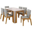 Ver imagem 1 de Kit Mesa de Jantar Opera com 6 Cadeiras Sinfonia em Linho Naturale/off White/cinza