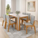 Ver imagem 2 de Kit Mesa de Jantar Opera com 6 Cadeiras Sinfonia em Linho Naturale/off White/cinza