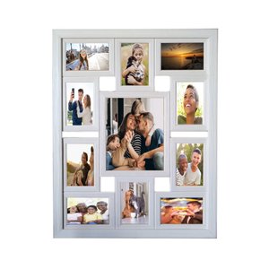 Painel P/ 11 Fotos, 1 20x25 E 10 10x15 Mural,quadro.(Branco)