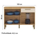 Ver imagem 2 de Balcão de Cozinha 3 Portas e 1 Gavetas com Tampo 1,20m Versalhes