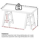 Ver imagem 3 de Mesa Escrivaninha Tampo Tamburato 4 Prateleiras 135x60 cm Olmo Branco Artany