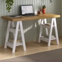 Ver imagem 2 de Mesa Escrivaninha Tampo Tamburato 4 Prateleiras 135x60 cm Olmo Branco Artany