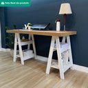 Ver imagem 5 de Mesa Escrivaninha Tampo Tamburato 4 Prateleiras 135x60 cm Olmo Branco Artany