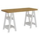 Ver imagem 1 de Mesa Escrivaninha Tampo Tamburato 4 Prateleiras 135x60 cm Olmo Branco Artany