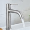 Torneira Misturador Monocomando Lorben Aço Inox Escovado Mesa Pia Bancada Bica Baixa Banheiro Lavató - 4