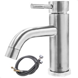 Torneira Misturador Monocomando Lorben Aço Inox Escovado Mesa Pia Bancada Bica Baixa Banheiro Lavató - 6