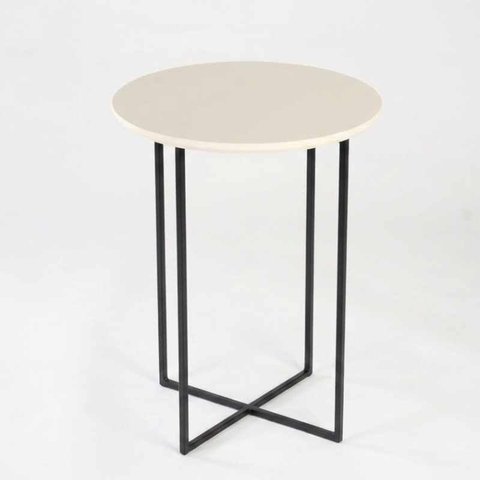 Mesa Lateral Sense Tampo Branco Base Preta Portal Decor