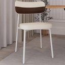 Ver imagem 6 de Kit 02 Cadeiras Estofada para Sala de Jantar Astrid Branco C01 Linho Palha Courino Whisky - Lyam