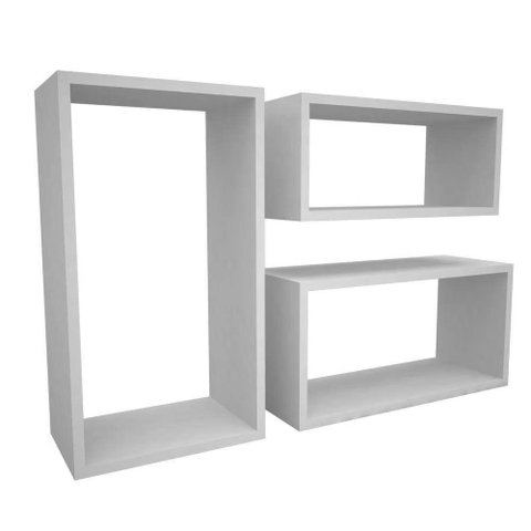 Trio Nichos Mdf Branco Tx Retangular sem Fundo Nchbr023