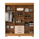 Ver imagem 3 de Guarda-roupa Casal Débora Capelinha 6 Portas 3 Gavetas com Espelho 100% Mdf Cinamomo/off White - Acp