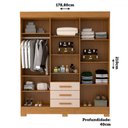 Ver imagem 4 de Guarda-roupa Casal Débora Capelinha 6 Portas 3 Gavetas com Espelho 100% Mdf Cinamomo/off White - Acp