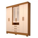 Ver imagem 2 de Guarda-roupa Casal Débora Capelinha 6 Portas 3 Gavetas com Espelho 100% Mdf Cinamomo/off White - Acp