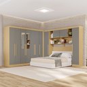 Ver imagem 1 de Guarda-Roupa Casal Modulado Pandora 11 Portas 2 Gavetas com Espelho Jequitibá/Granizo - Pnr Móveis