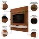 Ver imagem 3 de Painel para Tv 75 Pol Ripado com Bancada Suspensa 250x240cm Pratisk D04 Freijó/off White - Mpozenato