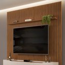 Ver imagem 7 de Painel para Tv 75 Pol Ripado com Bancada Suspensa 250x240cm Pratisk D04 Freijó/off White - Mpozenato