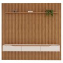 Ver imagem 5 de Painel para Tv 75 Pol Ripado com Bancada Suspensa 250x240cm Pratisk D04 Freijó/off White - Mpozenato