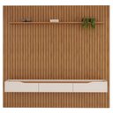 Ver imagem 5 de Painel para Tv 75 Pol Ripado com Bancada Suspensa 250x240cm Pratisk D04 Freijó/off White - Mpozenato