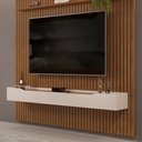 Ver imagem 6 de Painel para Tv 75 Pol Ripado com Bancada Suspensa 250x240cm Pratisk D04 Freijó/off White - Mpozenato