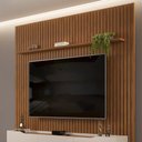 Ver imagem 7 de Painel para Tv 75 Pol Ripado com Bancada Suspensa 250x240cm Pratisk D04 Freijó/off White - Mpozenato