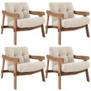 Ver imagem 1 de Kit 04 Poltronas Decorativa Fixa para Sala Living Ikary L02 Canela Linho Palha - Lyam Decor
