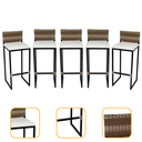 Ver imagem 1 de Kit 5 Banquetas Quadrada Junco Cappuccino para Balcão Ilha Cozinha Área Gourmet Bancada Piscina Bar