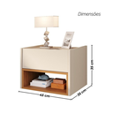 Ver imagem 3 de Mesa de Cabeceira Florença Cor:Off White/Cedro