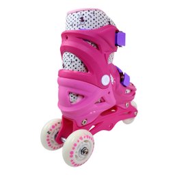 Patins Infantil Tri-line 2X1 Feminino Princesas Disney e Minnie 31-34 - Rosa - 8