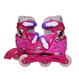 Patins Infantil Tri-line 2X1 Feminino Princesas Disney e Minnie 31-34 - Rosa - 3