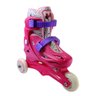 Patins Infantil Tri-line 2X1 Feminino Princesas Disney e Minnie 31-34 - Rosa - 5