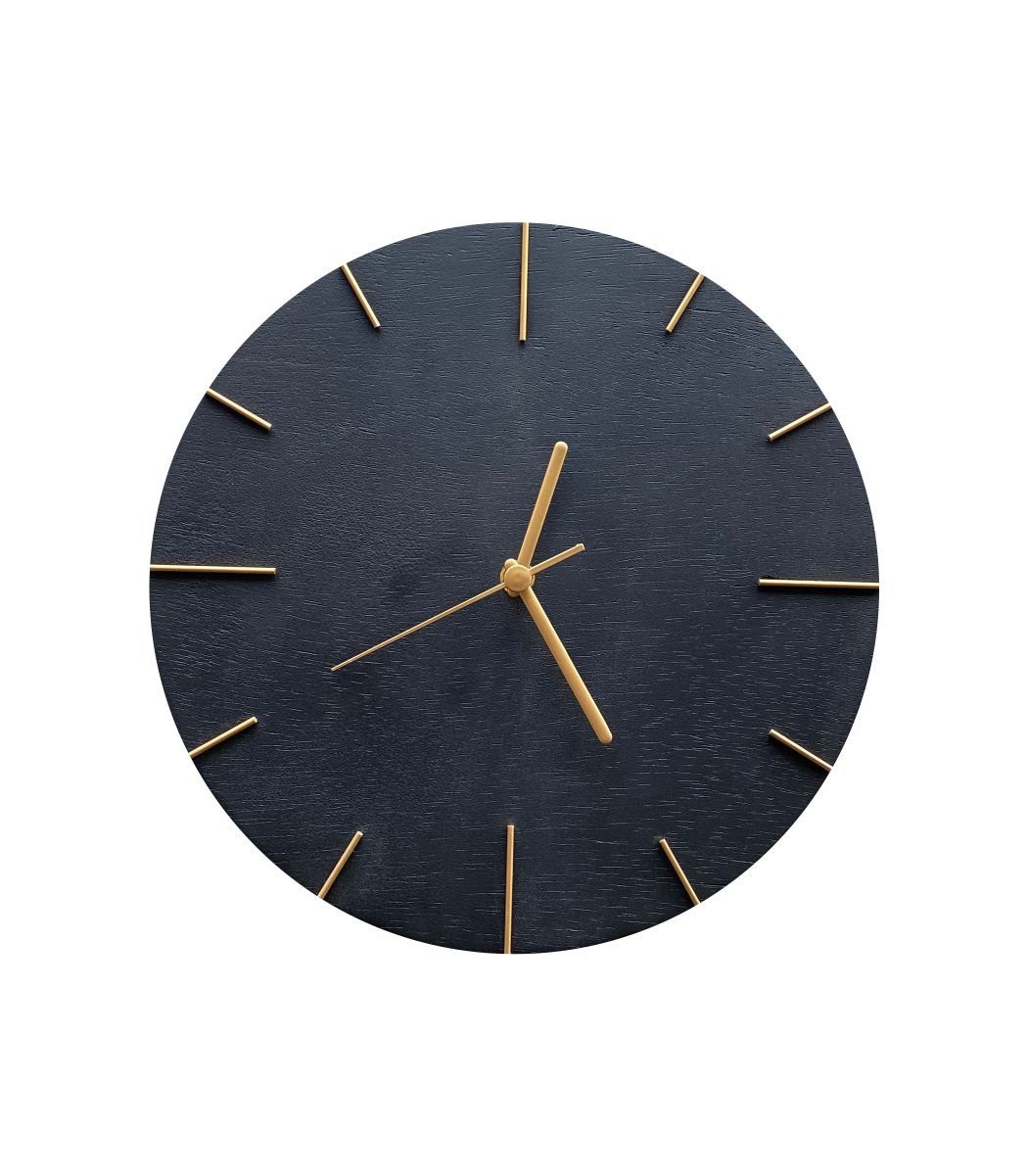 Relógio de Parede Preto com Ponteiros Dourado 30cm - 2