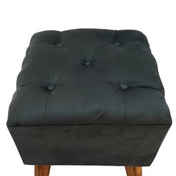 Puff Carré Poptem Quadrado Capitonê azul banqueta madeira quadrado decorativo - 3