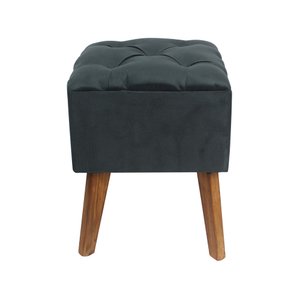 Puff Carré Poptem Quadrado Capitonê azul banqueta madeira quadrado decorativo
