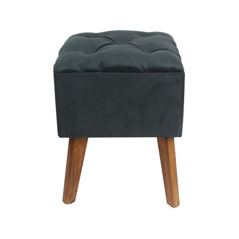 Puff Carré Poptem Quadrado Capitonê azul banqueta madeira quadrado decorativo