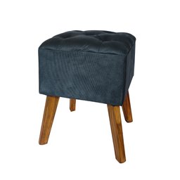 Puff Carré Poptem Quadrado Capitonê azul banqueta madeira quadrado decorativo - 2