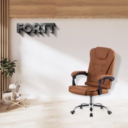 Cadeira de Escritório Presidente Base Cromada com Rodinha Fortt Marselha Marrom - Cpf03-m - 4