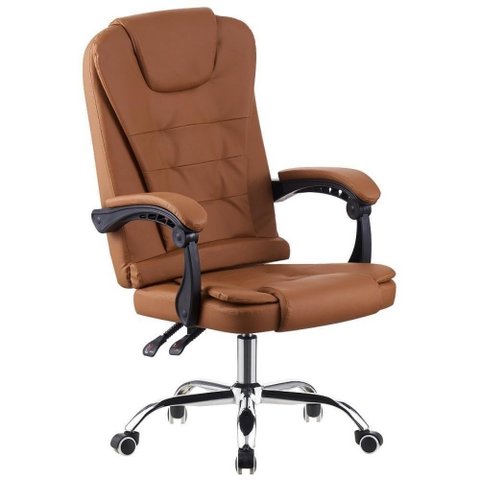 Cadeira de Escritório Presidente Base Cromada com Rodinha Fortt Marselha Marrom - Cpf03-m