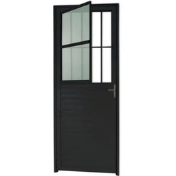 Porta Social com Postigo Vidro Boreal Aluminio Preto - Linha 25 - 210cm - 90cm - Direito - 1