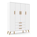 Ver imagem 2 de Jogo de Quarto Infantil Retrô Guarda Roupa 4 Portas e Cômoda com Porta Branco Soft/Eco Wood - Matic