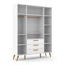 Ver imagem 4 de Jogo de Quarto Infantil Retrô Guarda Roupa 4 Portas e Cômoda com Porta Branco Soft/Eco Wood - Matic