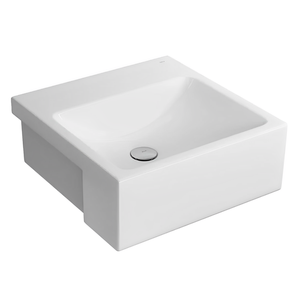 Cuba de Semiencaixe Quadrada 42cm com Mesa em Louça Sanitária Branca Brilhante L.930.17 - Deca