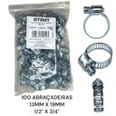 Ver imagem 2 de Kit 100 Abraçadeiras Rosca sem Fim Galvanizada 13mm X 19mm 1/2x3/4"
