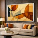 Ver imagem 1 de Quadro Abstrato Tons Terrosos Harmonia Movimento Geométrica