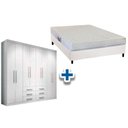 Ver imagem 1 de Cama Box Casal + Colchão Frontier Herval + Guarda Roupa Master 8.6 Branco