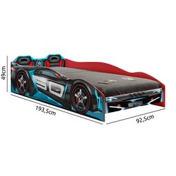 Cama Infantil Carro Tornado Plus Preto Azul Pura Magia - 2