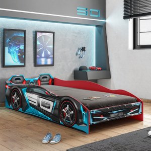 Cama Infantil Carro Tornado Plus Preto Azul Pura Magia