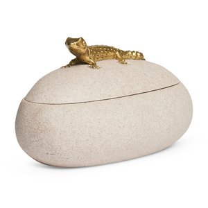 Caixa Pote Organizador Decorativo Camaleão Polirresina Mart:dourado